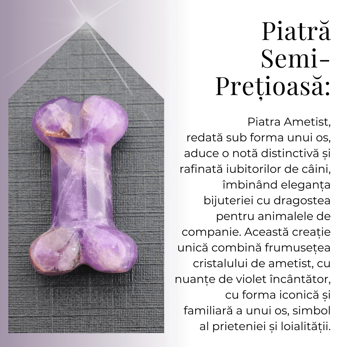 Figurina in Forma de Os din Cristale Naturale 30mm - Ametist