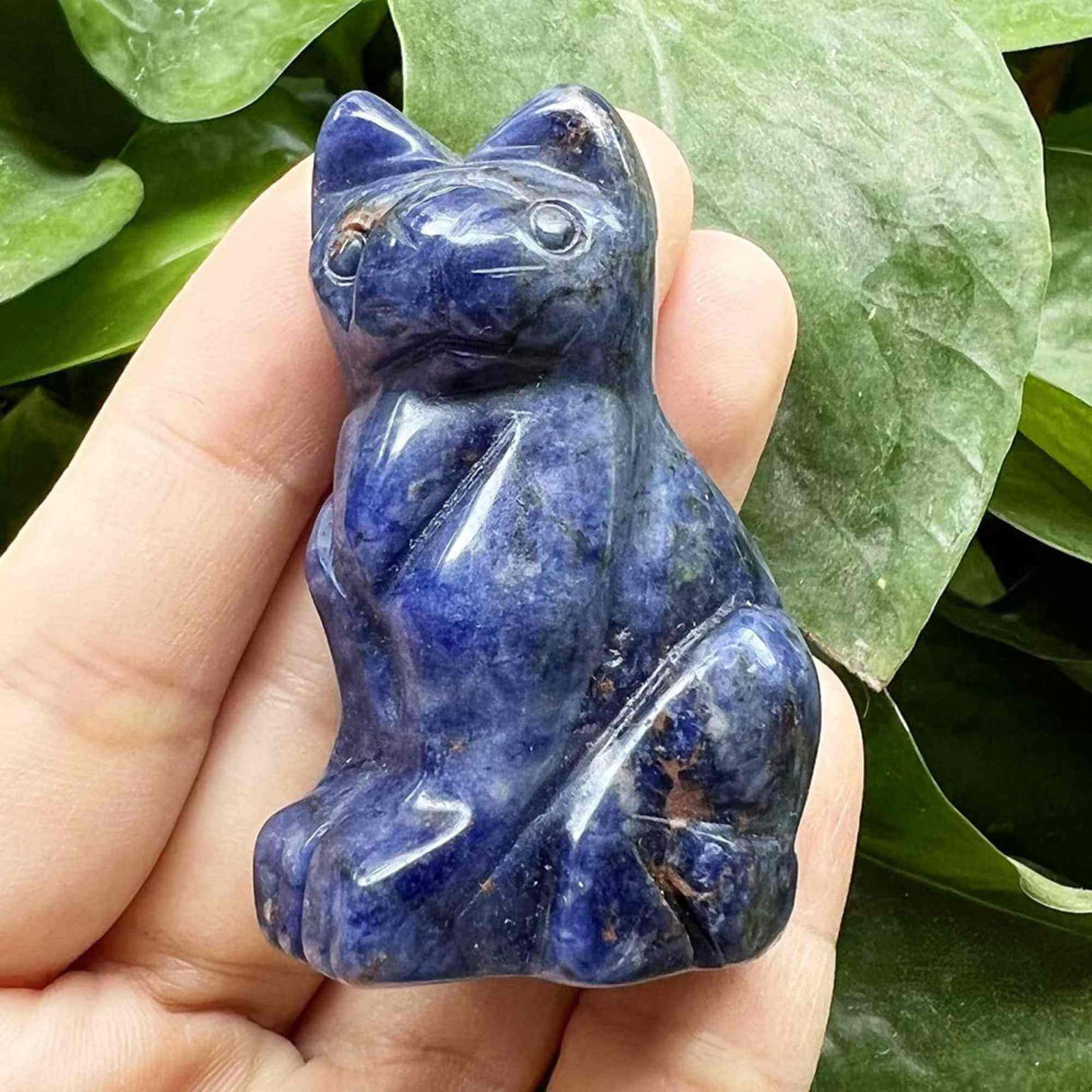 Figurina Obsidian pisica 4cm sculptata manual din cristal semipretios - Statuie pisica din cristal vindecator natural pisica pentru decorarea interioara, buzunar