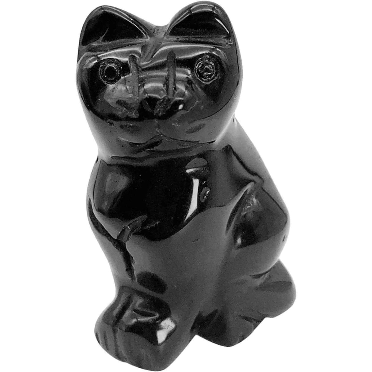 Figurina Obsidian pisica 4cm sculptata manual din cristal semipretios - Statuie pisica din cristal vindecator natural pisica pentru decorarea interioara, buzunar