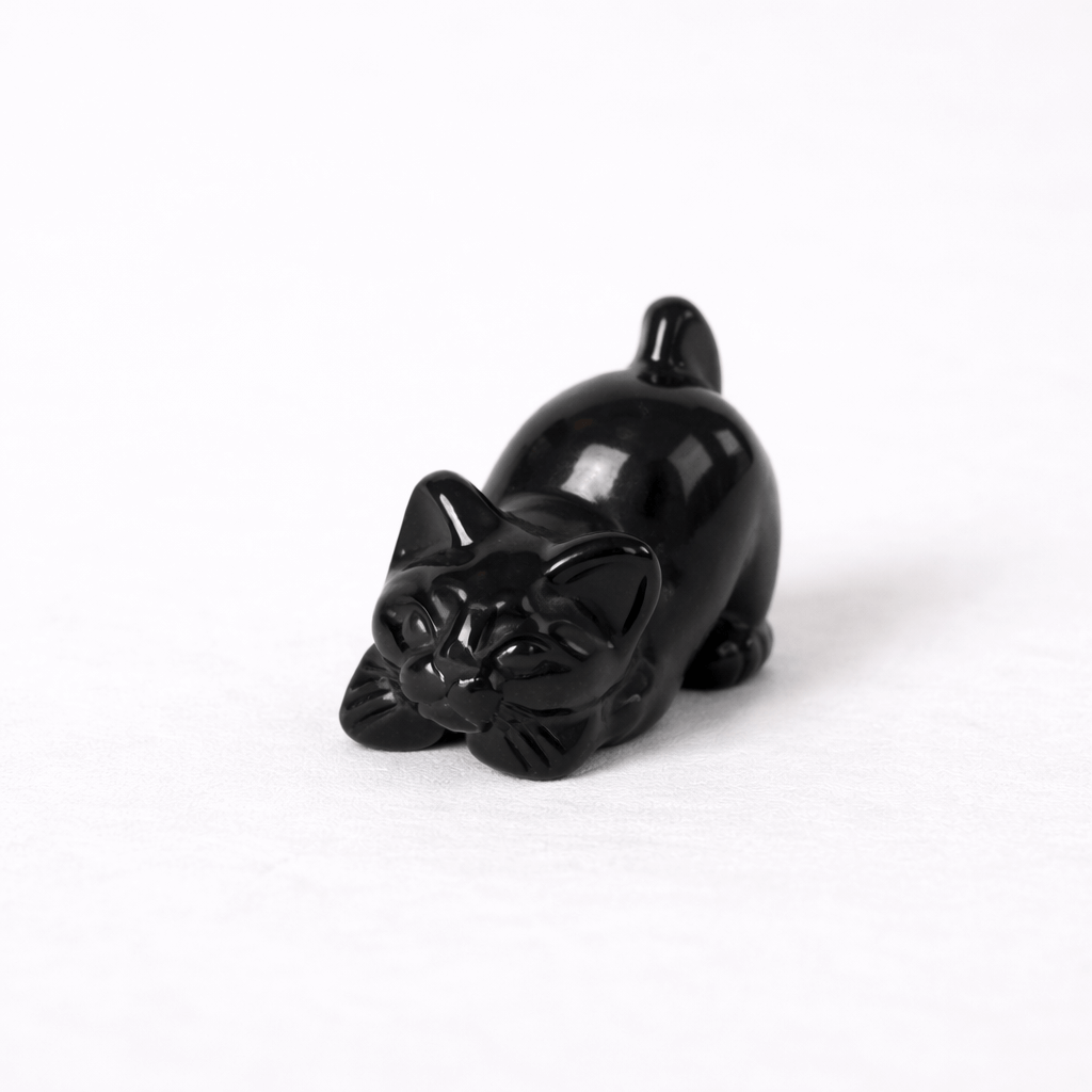 Pisicuta Alintata din Obsidian Negru – Talisman de Protectie si Intuitie