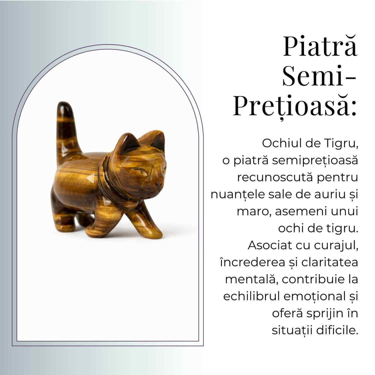 Figurina Pisica din Ochi de Tigru – Curaj, Protectie si Claritate Interioara