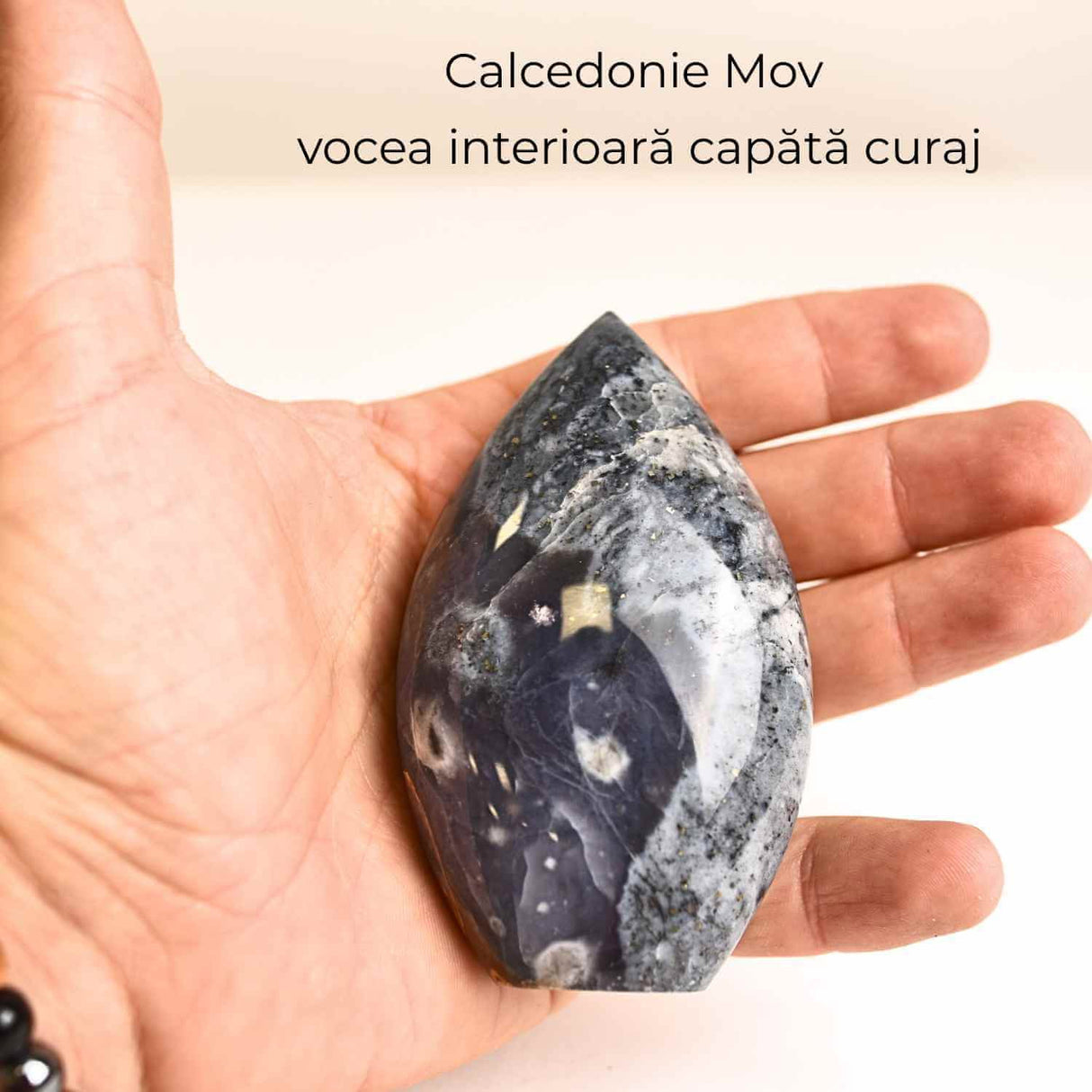 Vocea interioara capata curaj - Flacara din Calcedonie Mov 8-9 cm