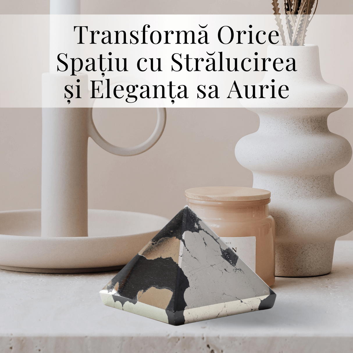 Piramida Sculptata Manual 60mm din Piatra Pirita Naturala