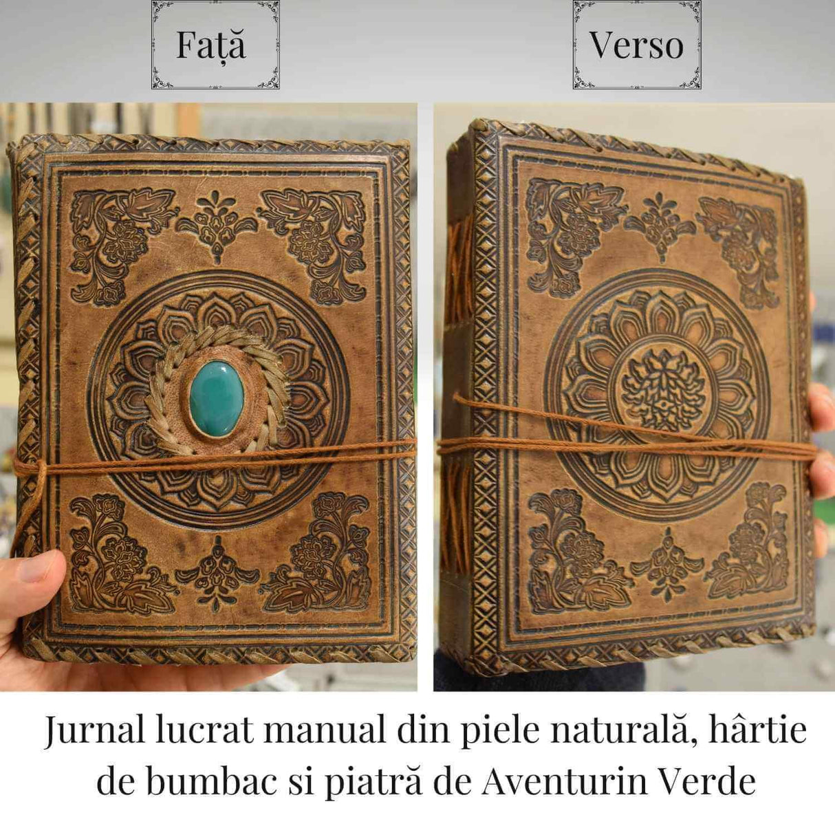Jurnal piele naturala cu Aventurin verde - Creativitate si energie pozitiva