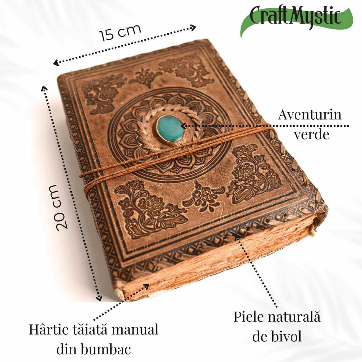 Jurnal piele naturala cu Aventurin verde - Creativitate si energie pozitiva