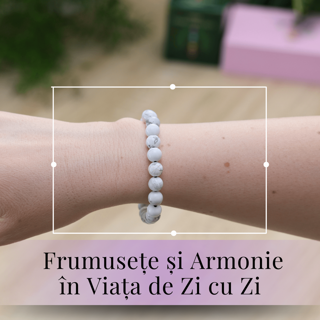 Bratara Elastica cu Margele Naturale de 8mm din Howlita