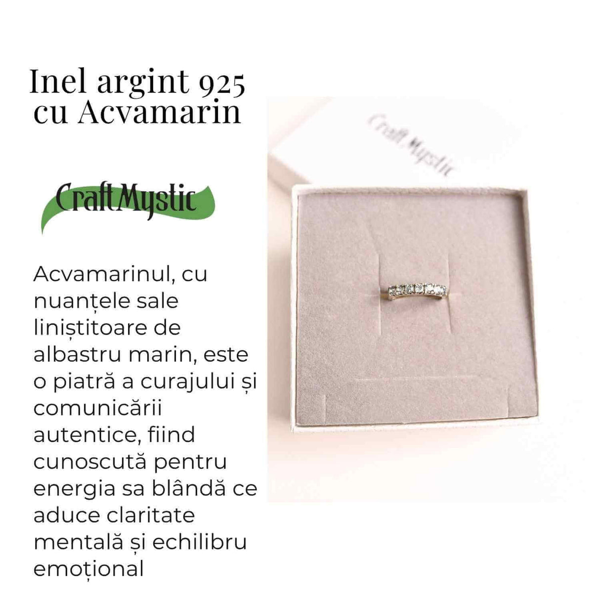 Inel Argint 925 cu Acvamarin fatetat marime M56/8 - Claritate Mentala si Calm Interior