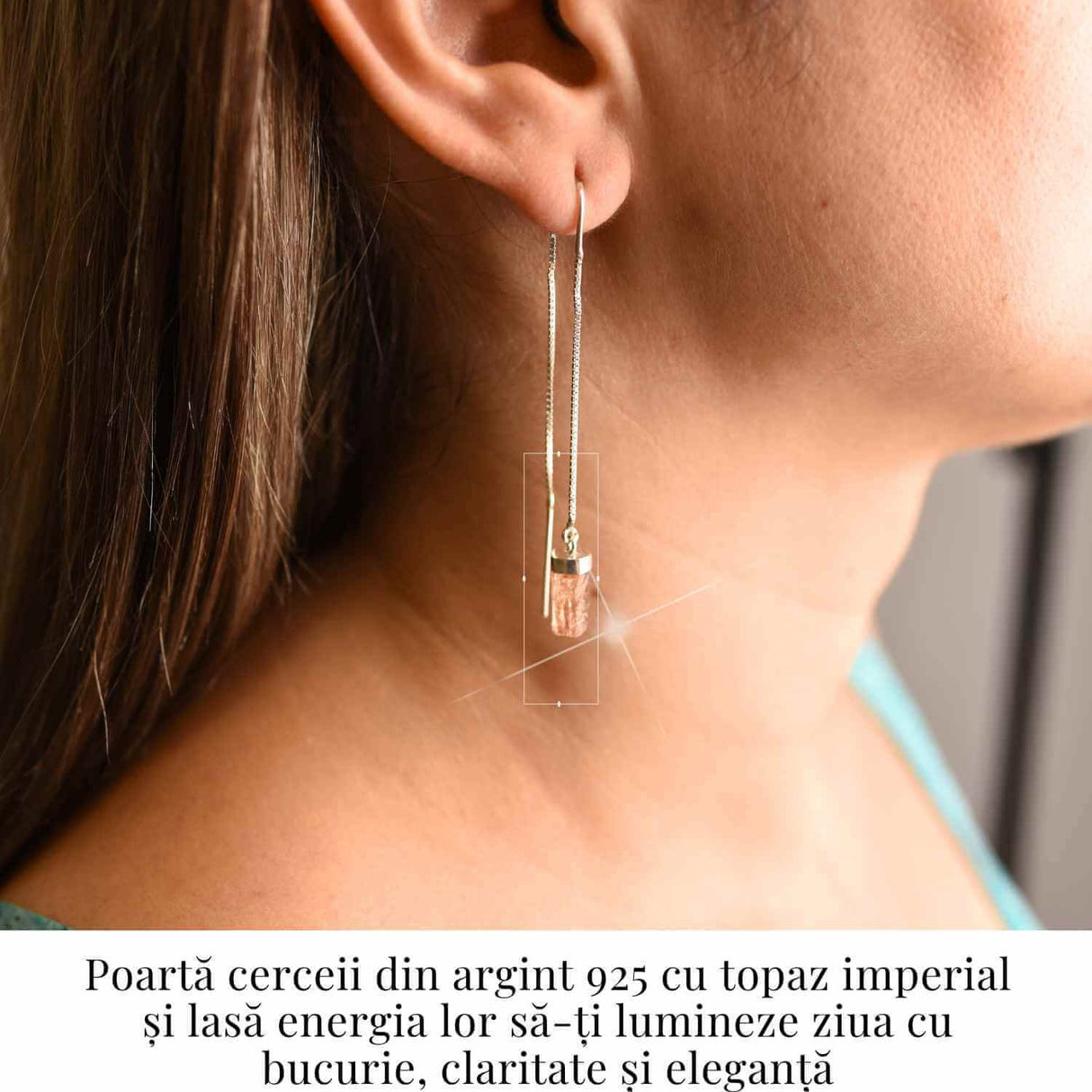 Cercei lungi din argint 925 cu topaz imperial natural - Eleganta si energie pozitiva