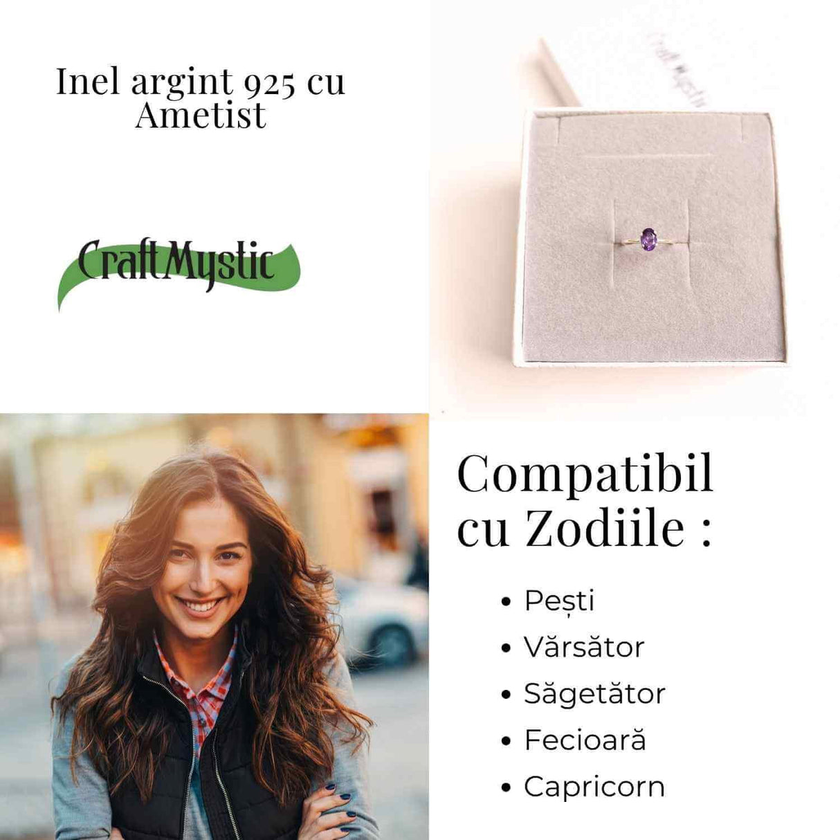 Inel Ajustabil Argint 925 cu Ametist Fatetat - Echilibru si Claritate Emotionala