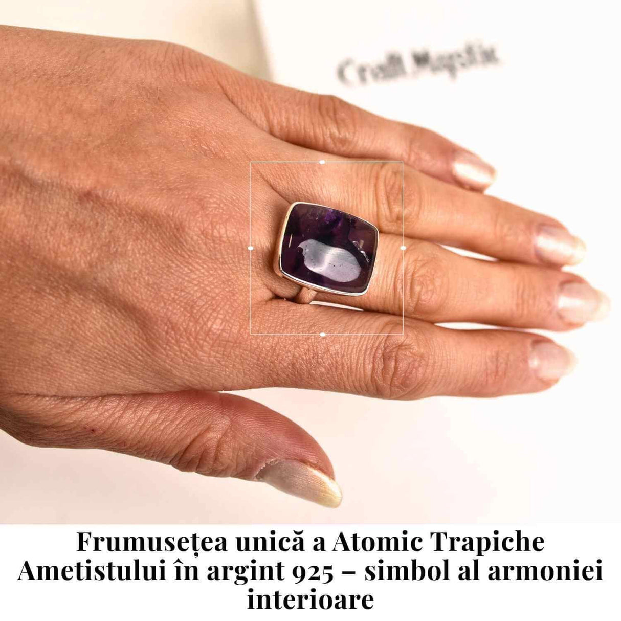 Inel argint 925 cu Atomic Trapiche Ametist dreptunghiular - Claritate si Protectie Spirituala