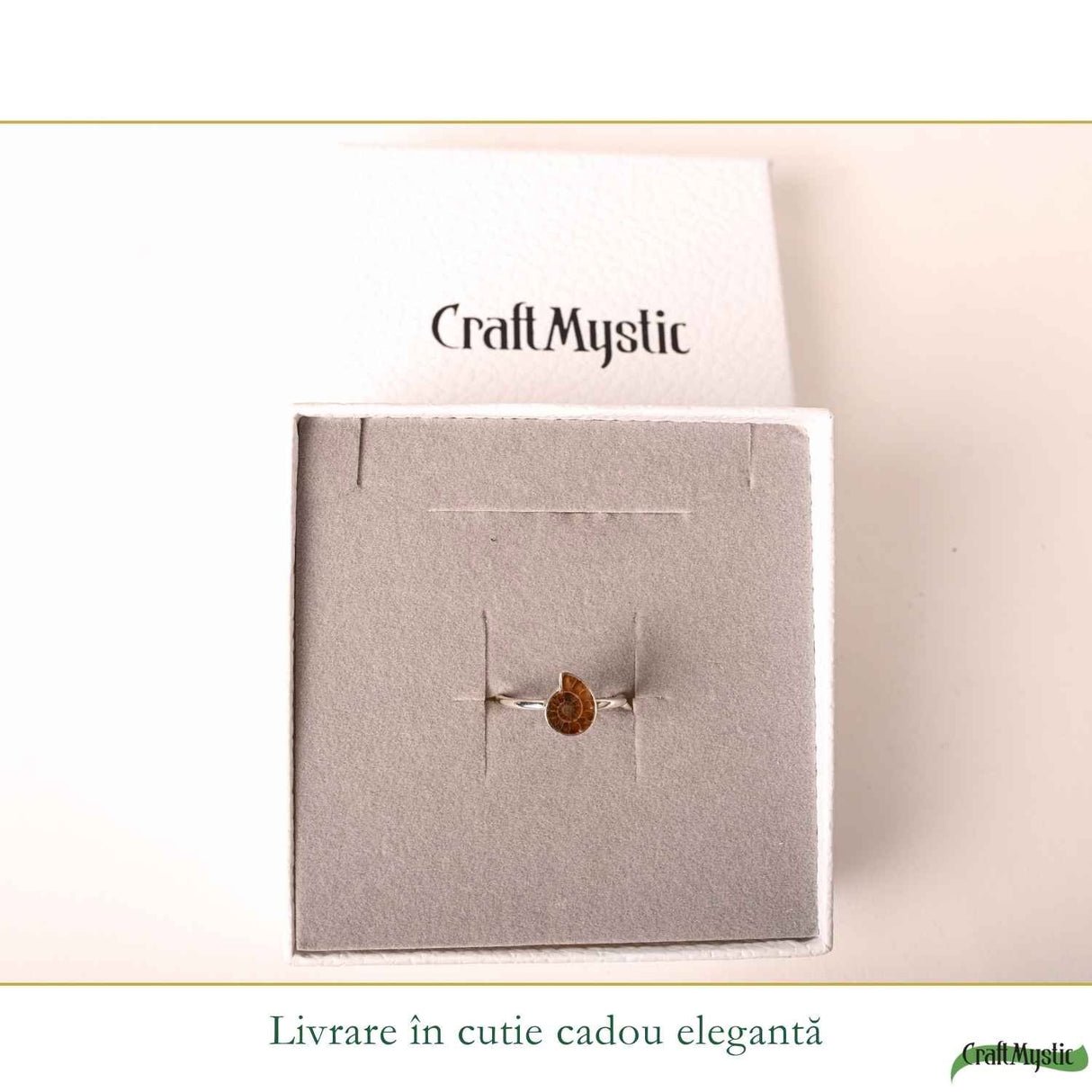 Inel Argint 925 cu Ammonit – Echilibru si Energie Naturala