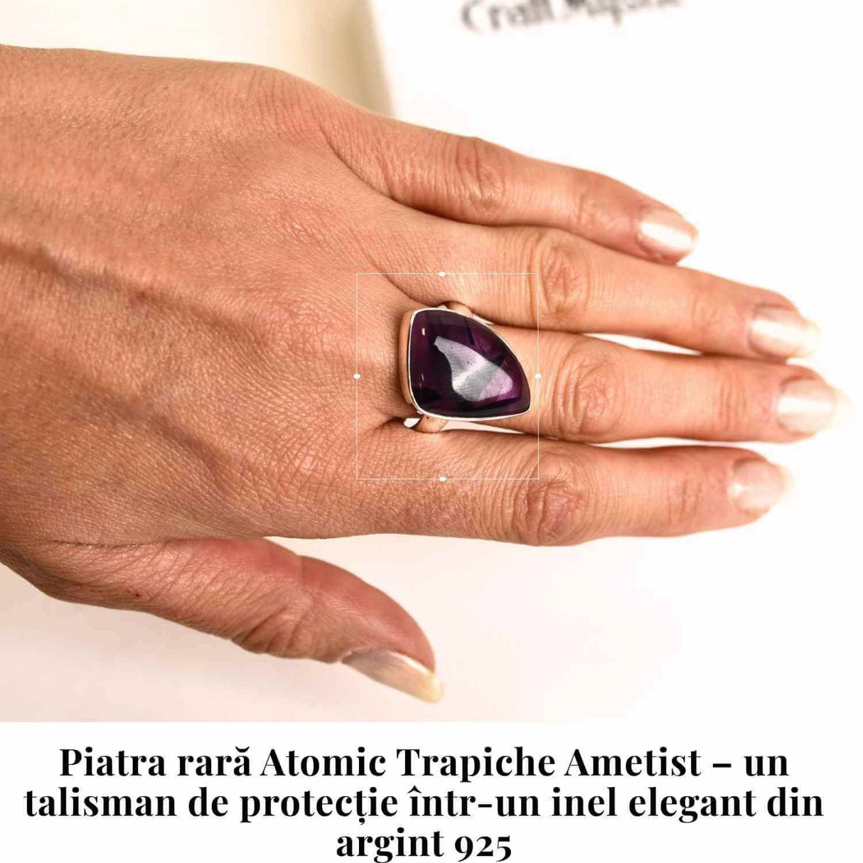 Inel argint 925 cu Atomic Trapiche Ametist triunghiular - Protectie si Claritate