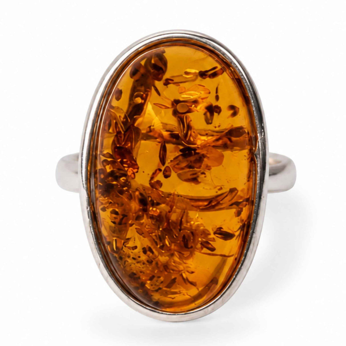 Inel Argint 925 cu Chihlimbar Coniac Oval – Eleganta Calda si Rafinament Natural