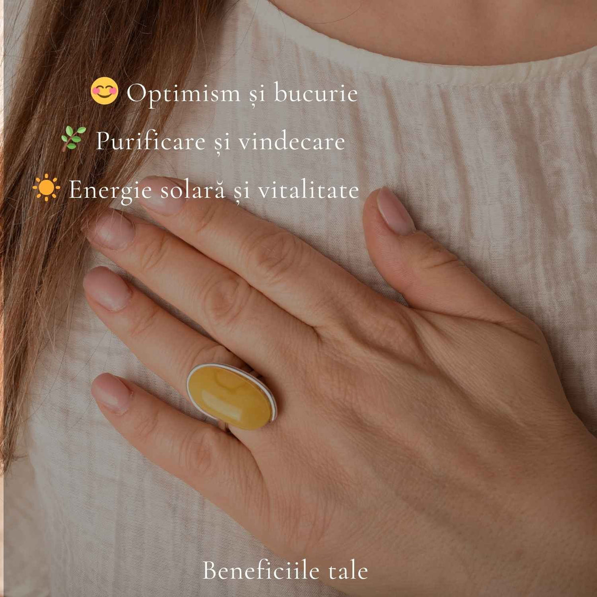 Inel Argint 925 cu Chihlimbar Galben Oval – Eleganta Calda si Energie Pozitiva