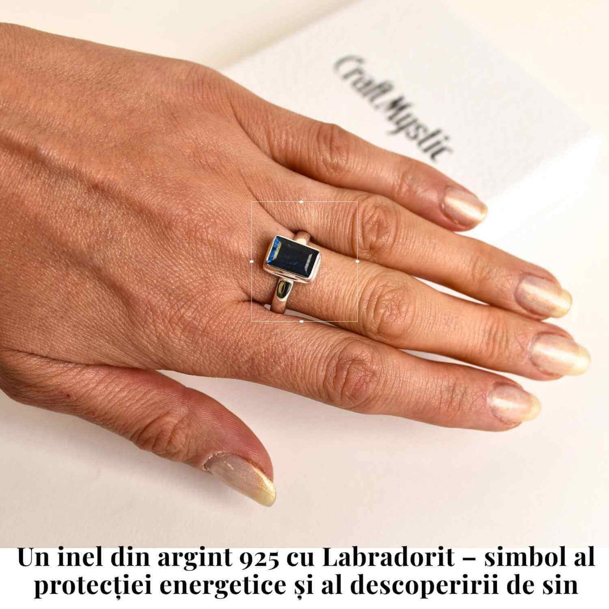Inel Argint 925 cu Labradorit fatetat forma Dreptunghi - Claritate si Protectie