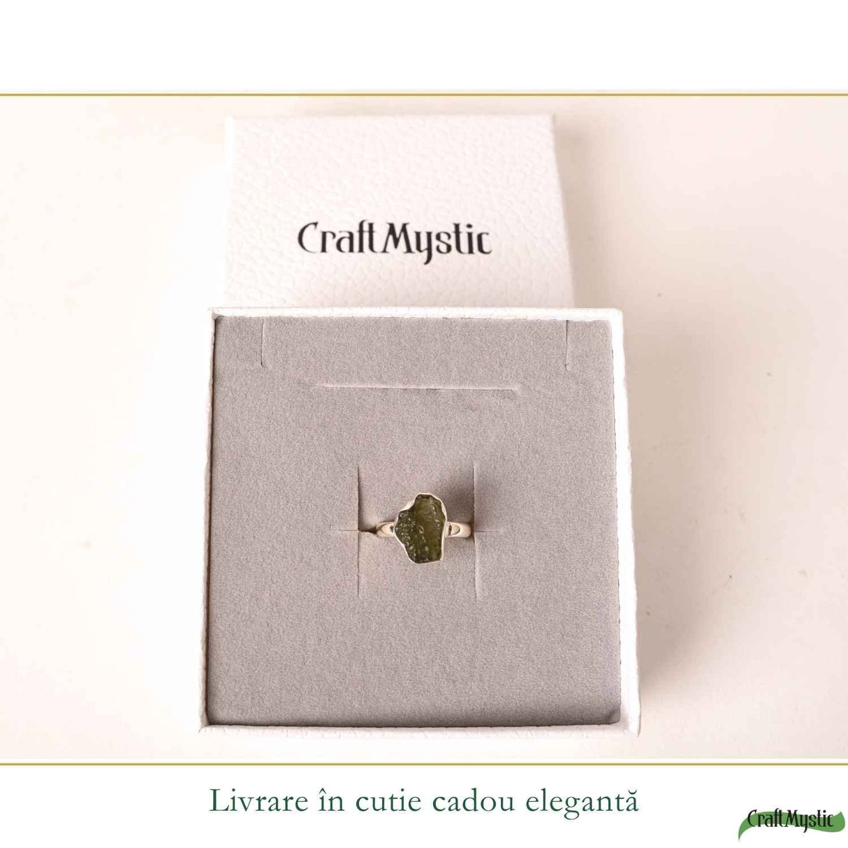 Inel Argint 925 cu Moldavit Natural Brut, M6.5/53 – Activare Chakre si Vindecare Energetica