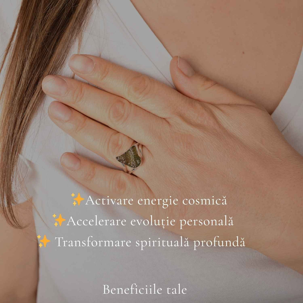 Inel Argint 925 cu Moldavit Natural Brut, M8/57– Energie Inalta si Transformare Spirituala