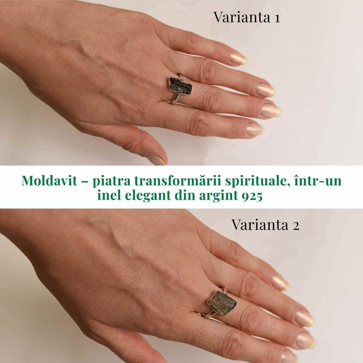 Inel argint 925 cu Moldavit natural brut Marime 54-55/7- Bijuterie rara, energie cosmica