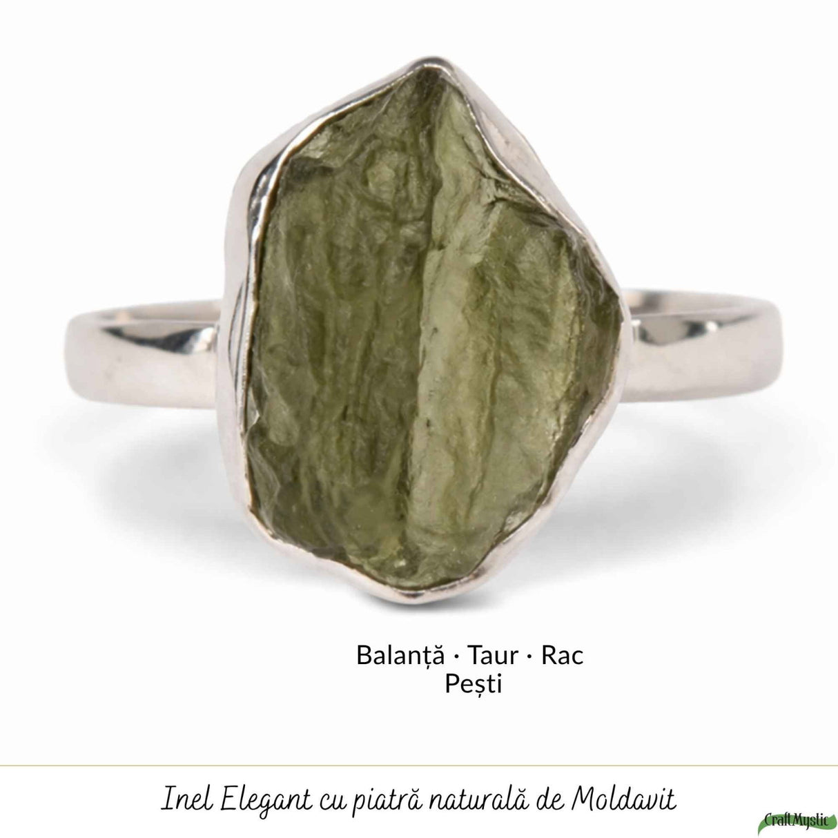 Inel Argint 925 cu Moldavit Autentic, M6/52 – Energie Puternica si Crestere Spirituala