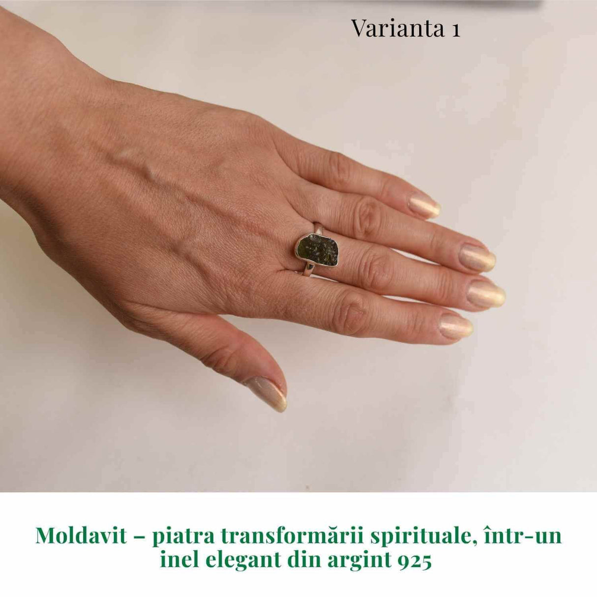 Inel argint 925 cu moldavit natural marime 60-61 EU / 10 US - Talisman cosmic al transformarii