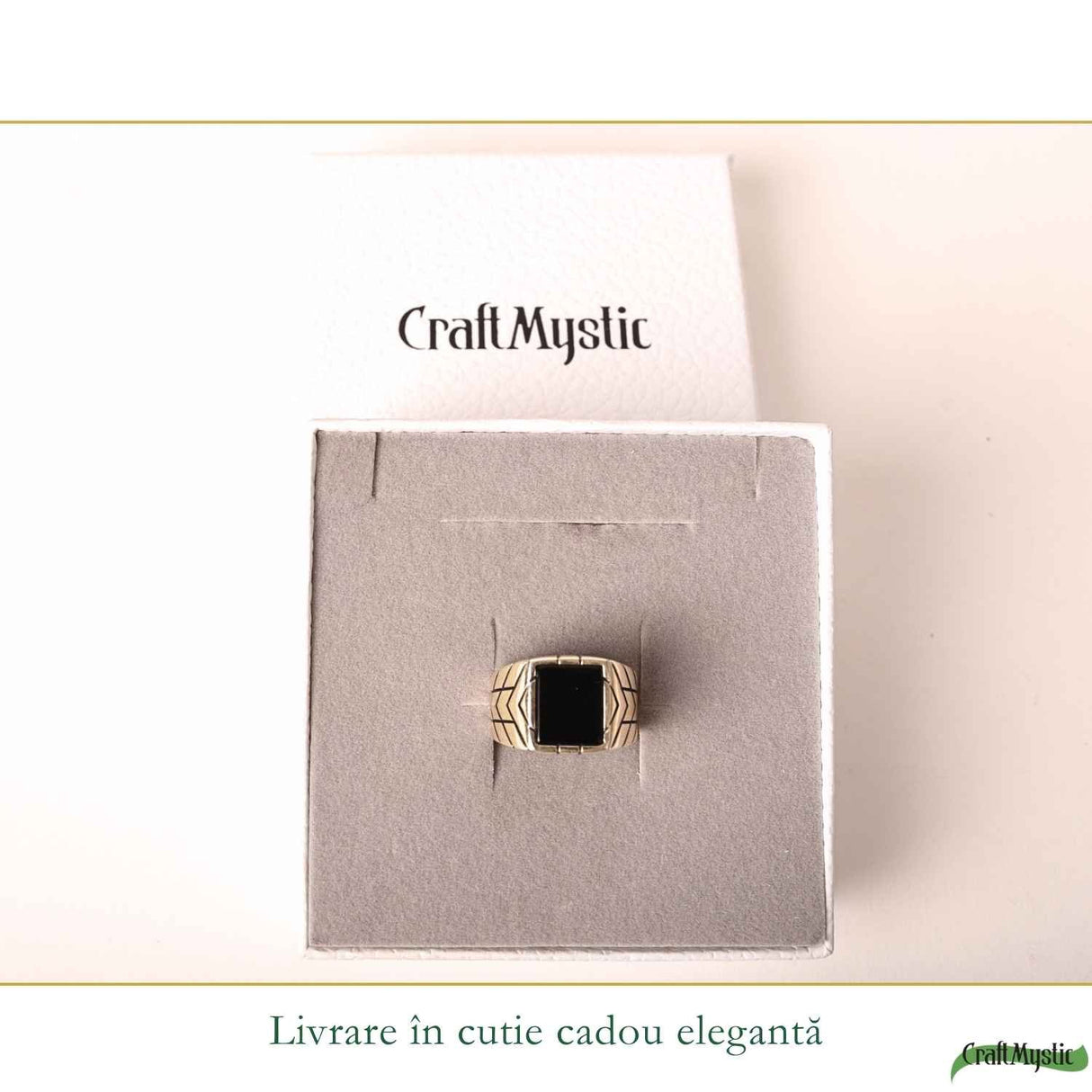 Inel Barbatesc Argint 925 cu Onix Patrat – Protectie si Forta Interioara