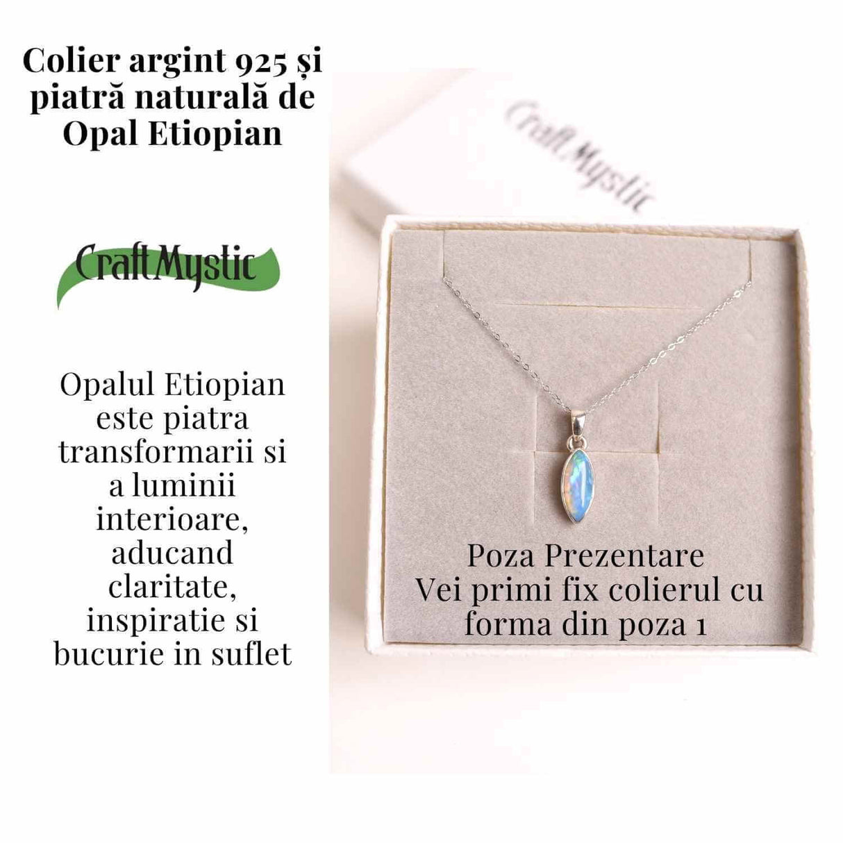 Colier argint 925 cu Opal Etiopian lacrima - Lumina sufletului si renastere interioara