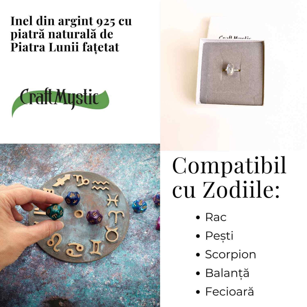 Inel Argint 925 cu Piatra Lunii Fatetat Ovala - Intuitie si Echilibru Emotional