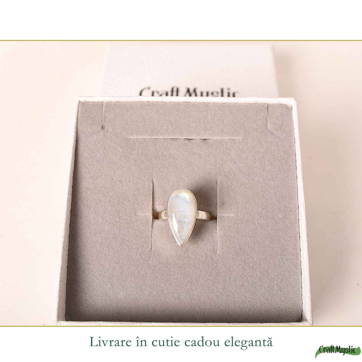 Inel Argint 925 cu Piatra Lunii Lacrimă – Echilibru Emoțional si Intuitie