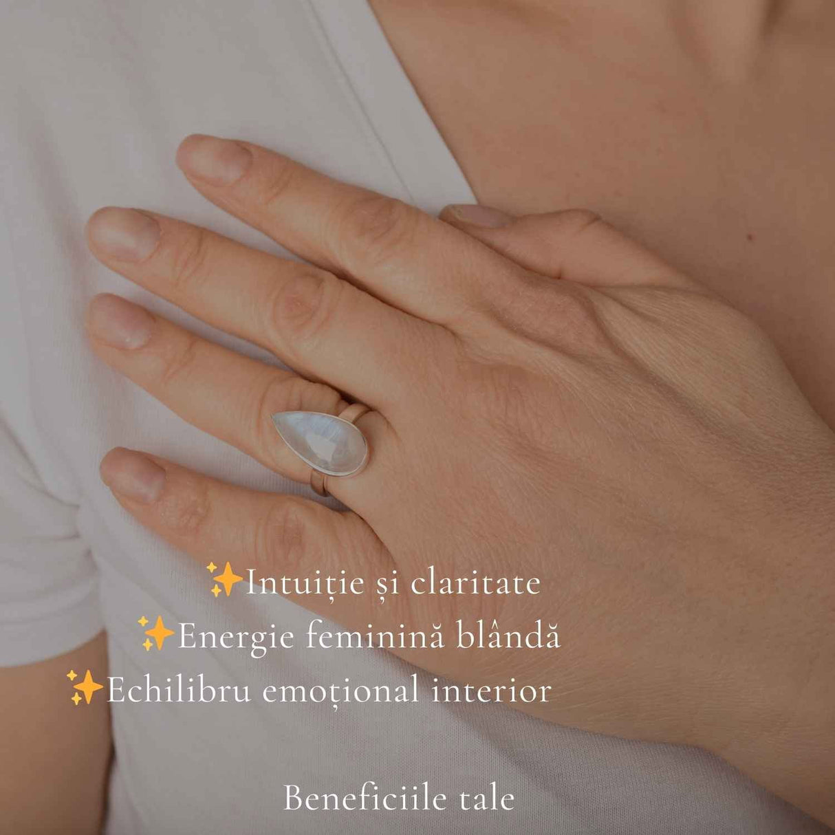 Inel Argint 925 cu Piatra Lunii Lacrimă – Echilibru Emoțional si Intuitie