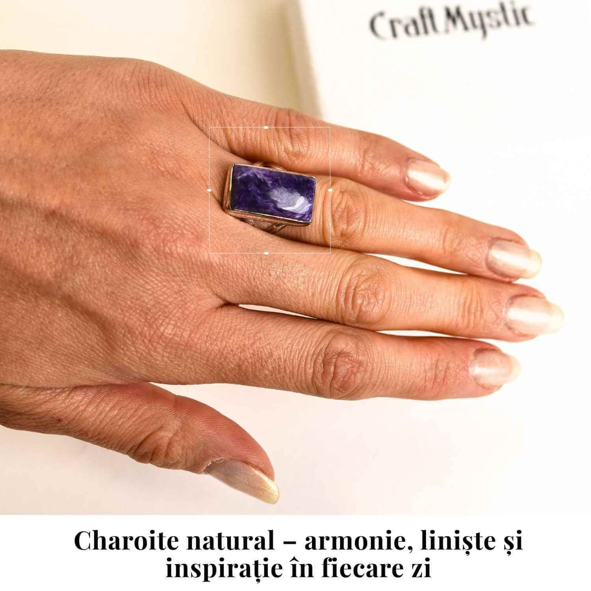 Inel argint 925 cu piatra naturala Charoite dreptunghi - Claritate si Transformare