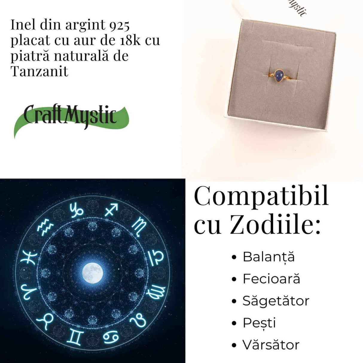 Inel Argint 925 cu Tanzanit Rotund - Armonie si Claritate Interioara