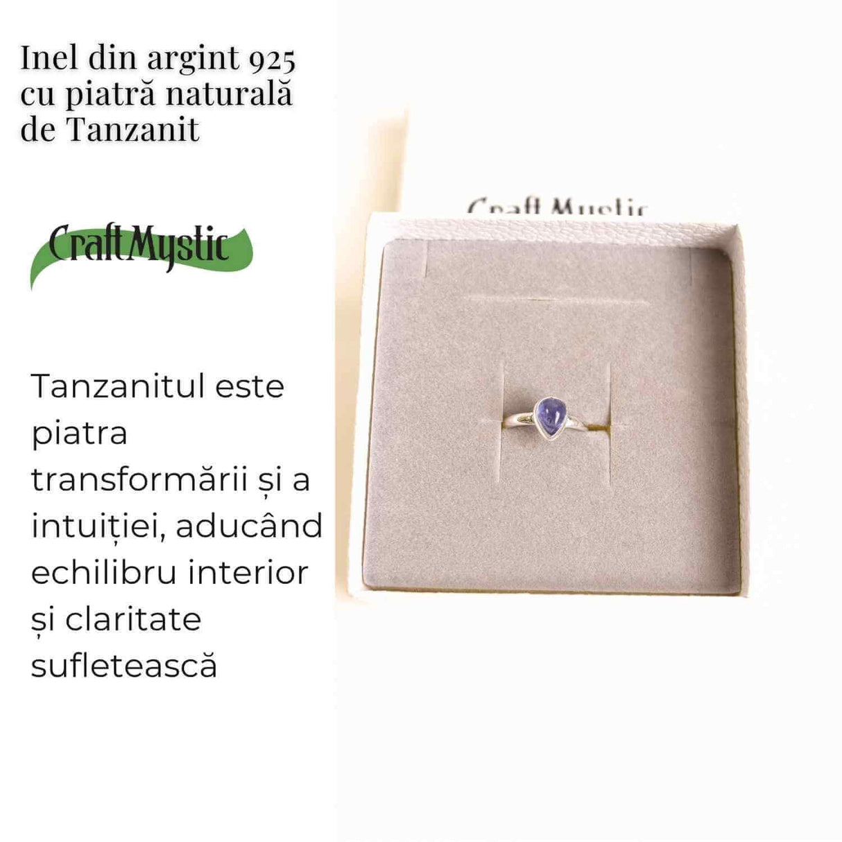 Inel Argint 925 cu Tanzanit Lacrima - Vindecare si Claritate Interioara