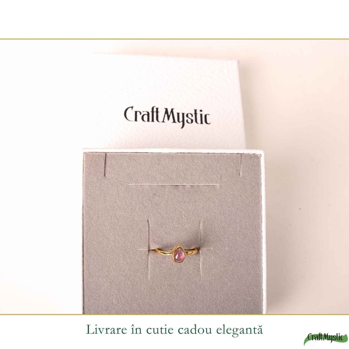 Inel Argint 925 cu Turmalina Roz Lacrima – Feminitate si Iubire Delicata