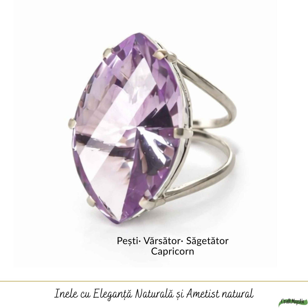 Inel Argint 925 cu Ametist Fatetat Delica – Echilibru si Eleganta Naturala