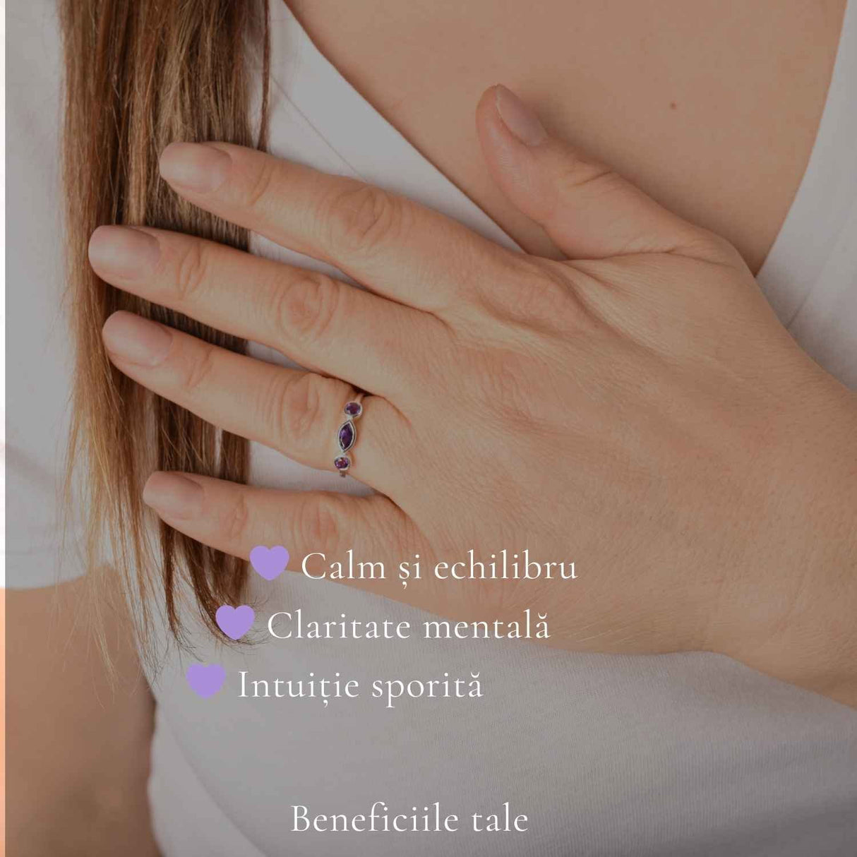 Inel Argint 925 cu 3 Pietre Ametist Natural Fatetat – Calm si Claritate Interioara