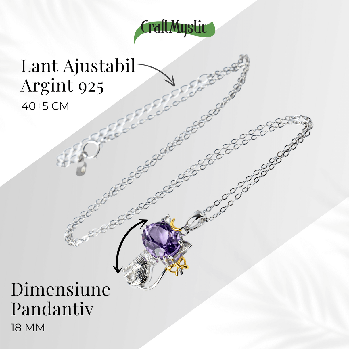 Colier Argint 925 cu Ametist Natural in Forma de Pisica - Claritate Spirituala si Protectie Energetica