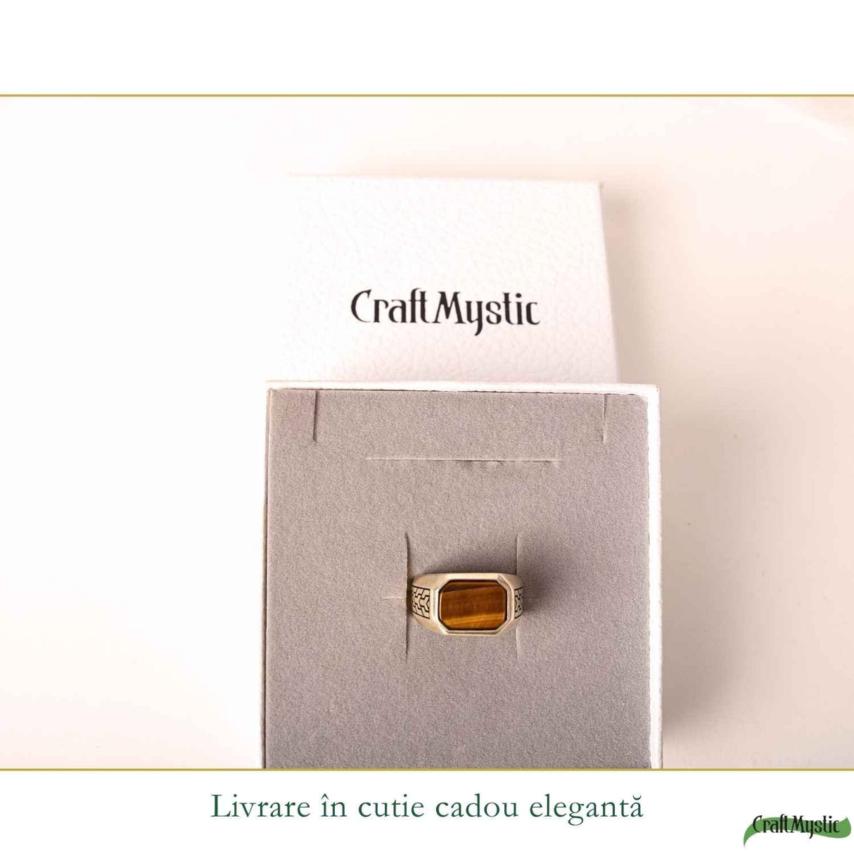 Inel Barbatesc Argint 925 cu Ochi de Tigru Dreptunghi – Protectie si Incredere