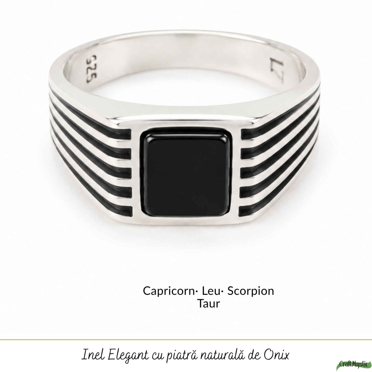 Inel Barbatesc Argint 925 cu Onix – Protectie si Eleganta Masculina