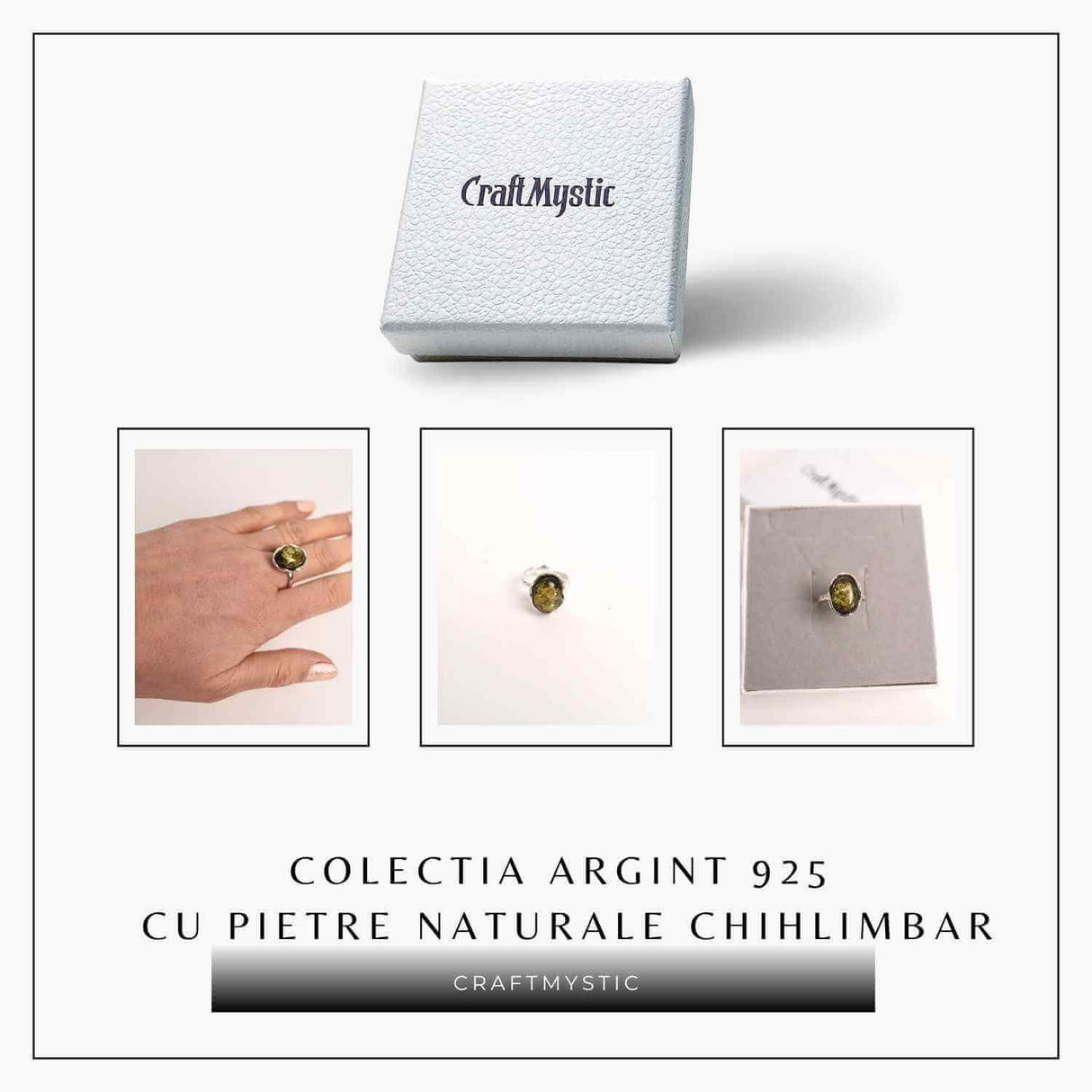 Inel ajustabil argint 925 cu chihlimbar natural - Eleganta unica