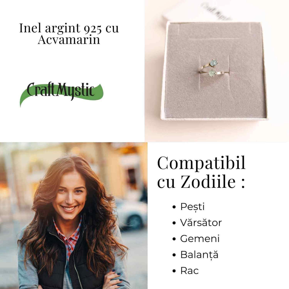 Inel Ajustabil Argint 925 cu Dublu Acvamarin - Claritate si Liniste Interioara