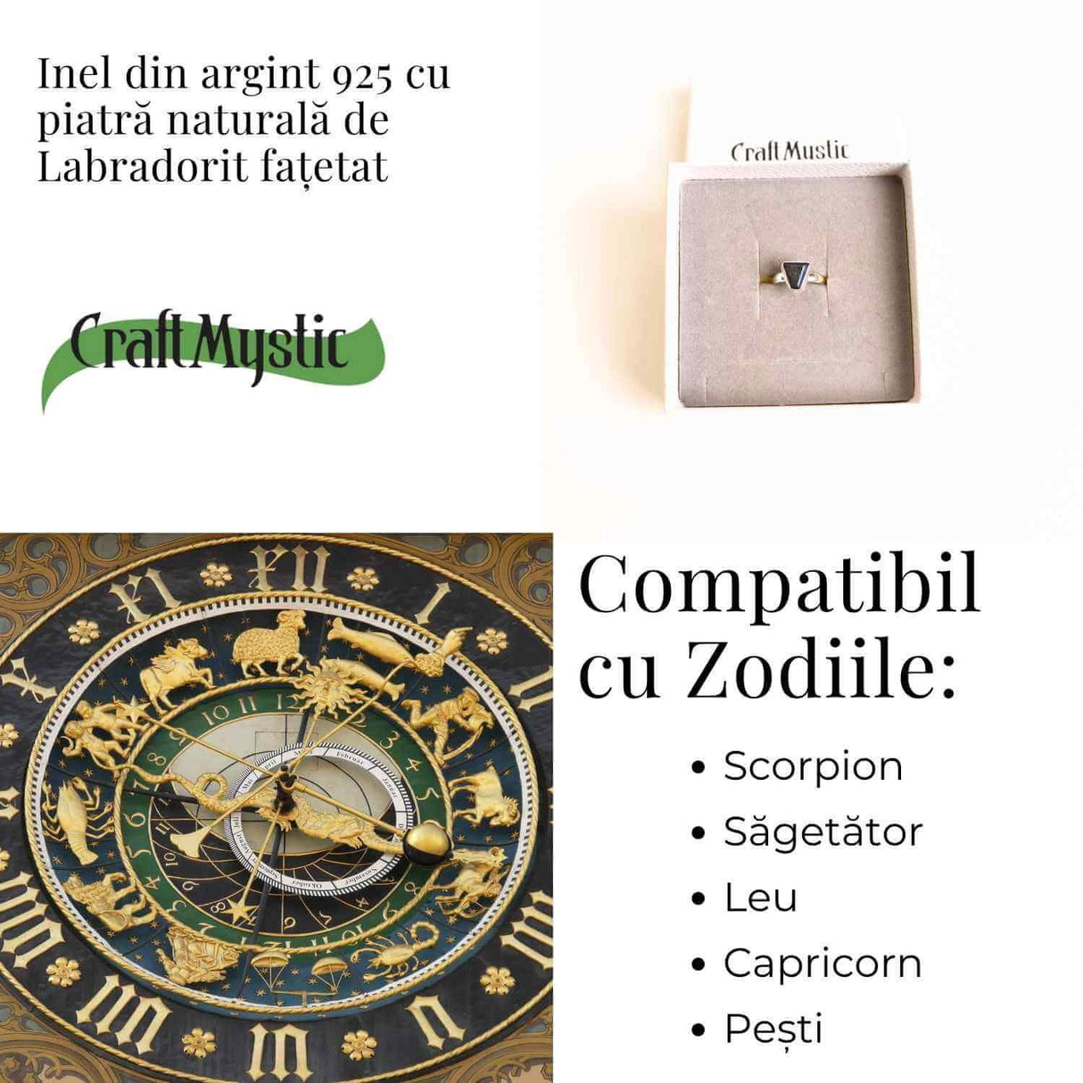 Inel Argint 925 cu Labradorit fatetat froma Triunghi - Protectie si Putere Interioara
