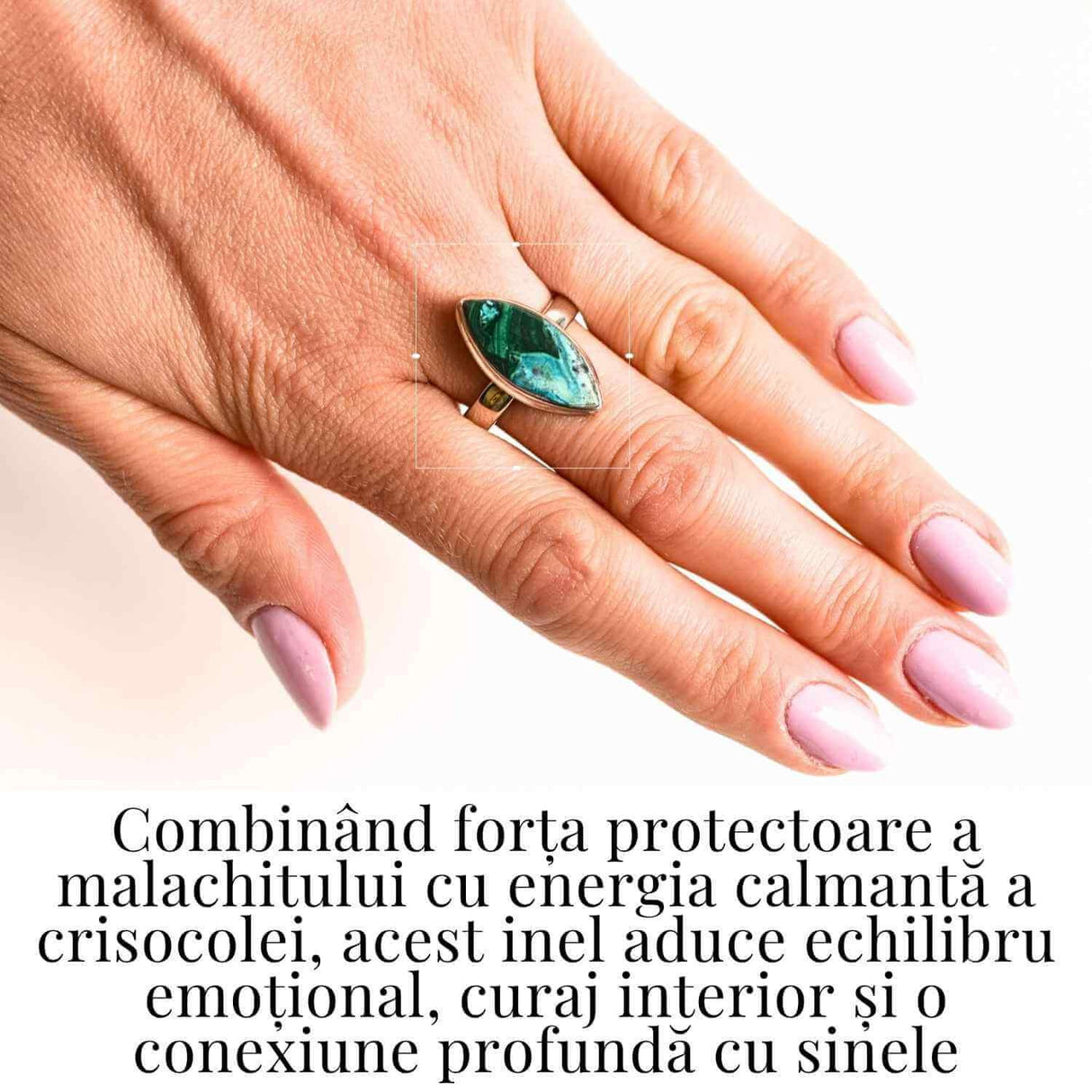 Inel cu Malachit si Crisocola Montura din Argint 925 - Protectie energetica si echilibru emotional,6.80gr