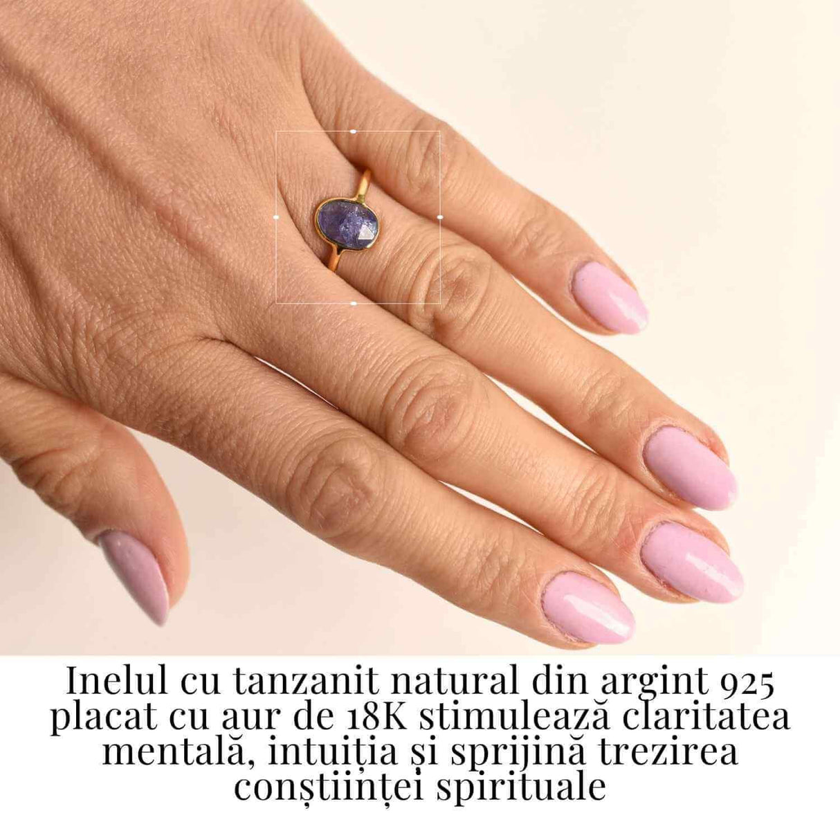 Inel cu Tanzanit Fatetat din Argint 925 placat cu Aur de 18K 1.53 gr M53/6.5 - Claritate Mentala si Activare Spirituala