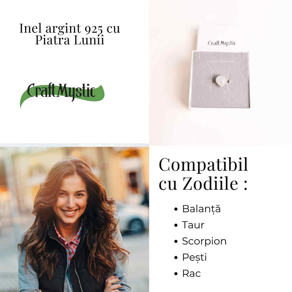 Inel din Argint 925 cu Piatra Lunii - Echilibru Emotional si Intuitie Amplificata, 6.31 gr