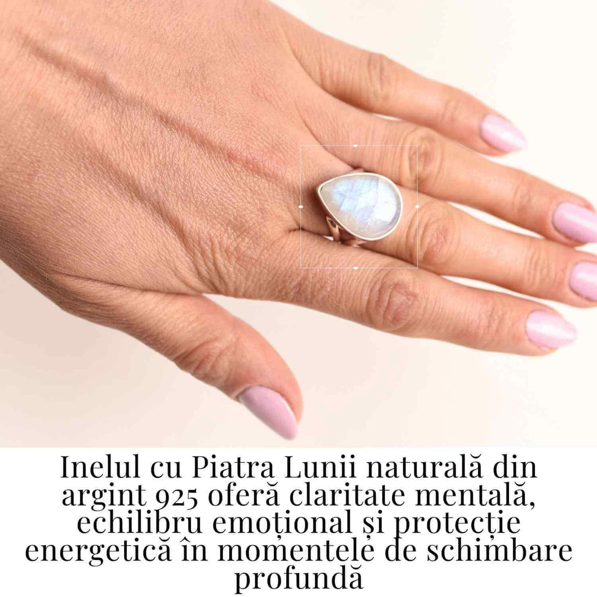 Inel cu Piatra Lunii si montura din Argint 925 6.72 gr Marime 54.5 / 7 - Intuitie Sporita si Echilibru Emotional