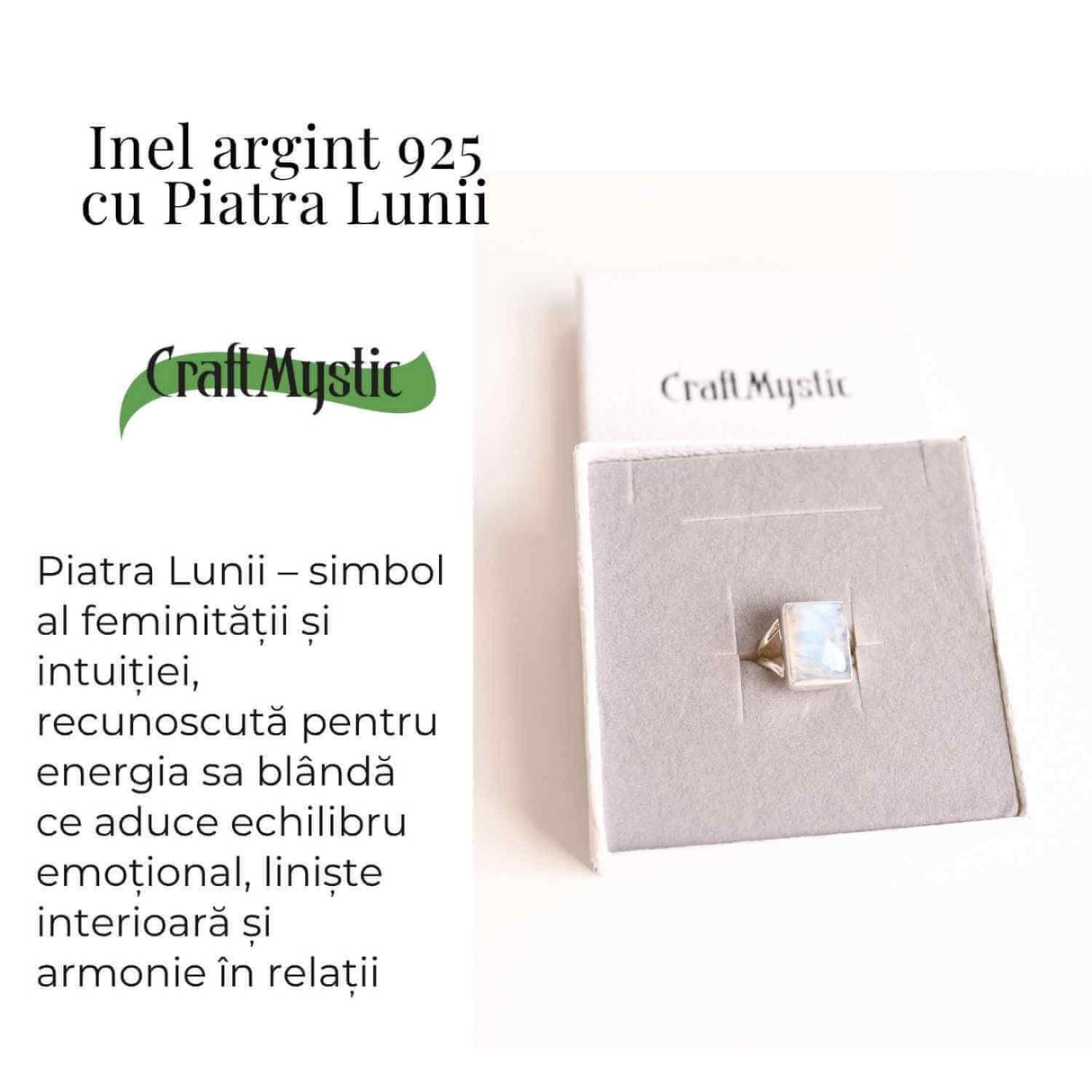 Inel din Argint 925 cu Piatra Lunii 7.07 gr Marime 57/8 - Echilibru emotional si intuitie amplificata