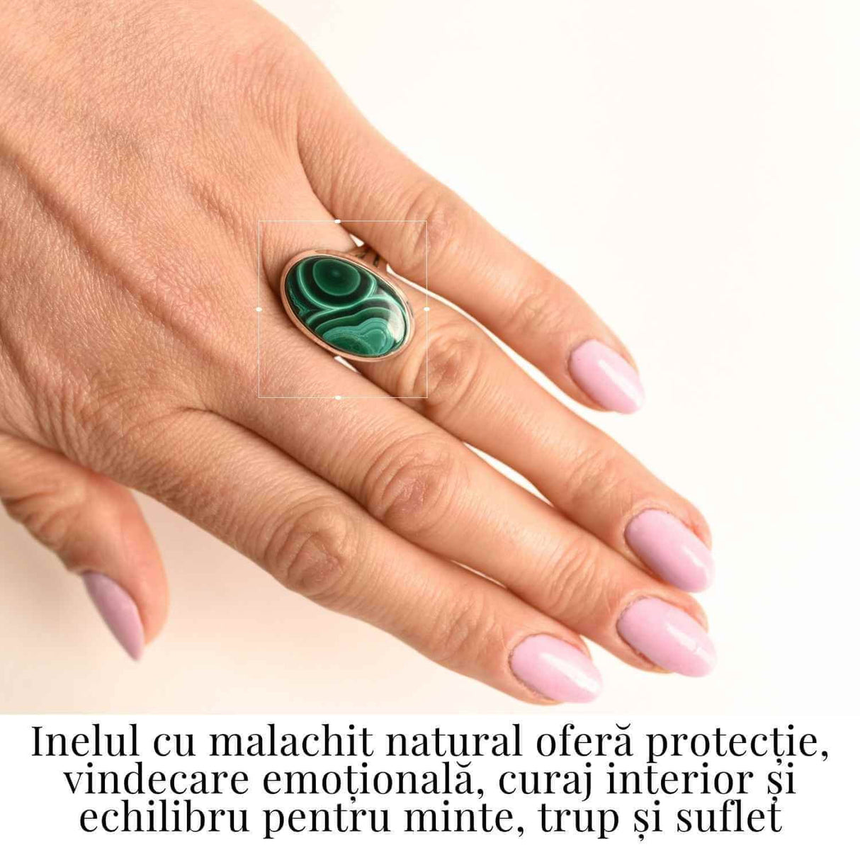 Inel din Argint 925 cu Malachit Natural 8.92 gr M55/7- Protectie Energetica si Echilibru Emotional in Fiecare Zi