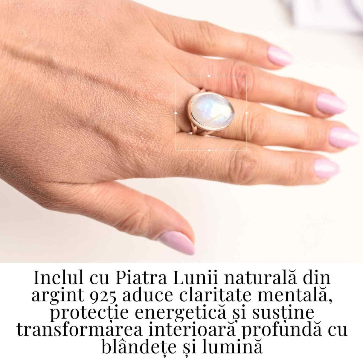 Inel din argint 925 elegant cu Piatra Lunii 7.13 gr, M57 / 8- Armonie emotionala si conexiune cu feminitatea