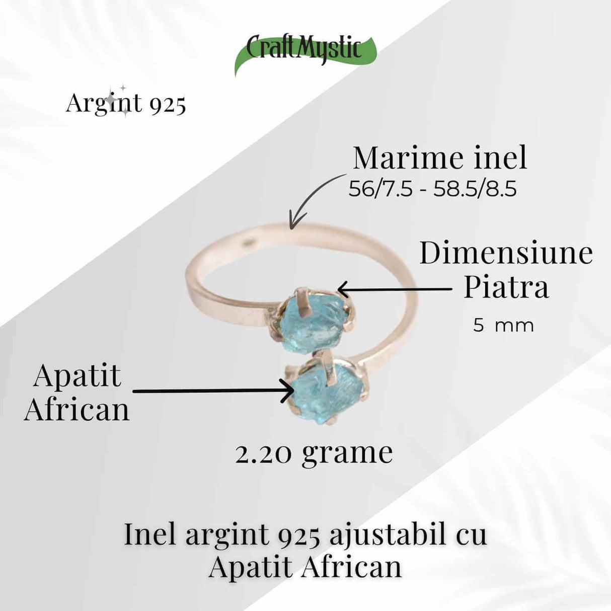 Inel Ajustabil Argint 925 cu Apatit African Dublu - Claritate si Comunicare Autentica