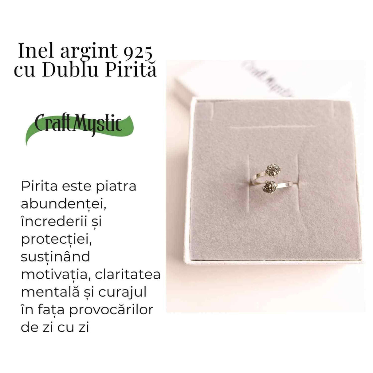 Inel Ajustabil Argint 925 cu Dublu Pirita - Protectie si Incredere Interioara